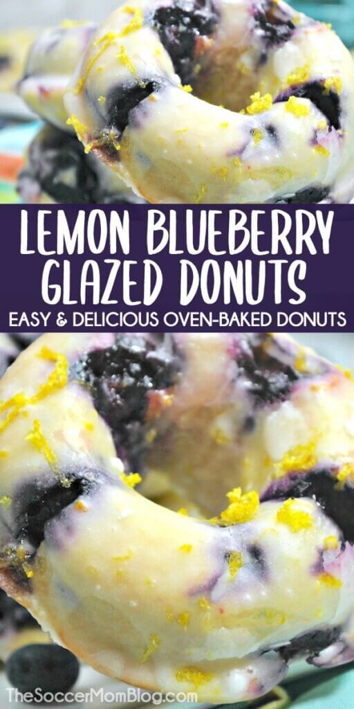 Lemon-infused baked blueberry donuts topped with a zesty lemon glaze
