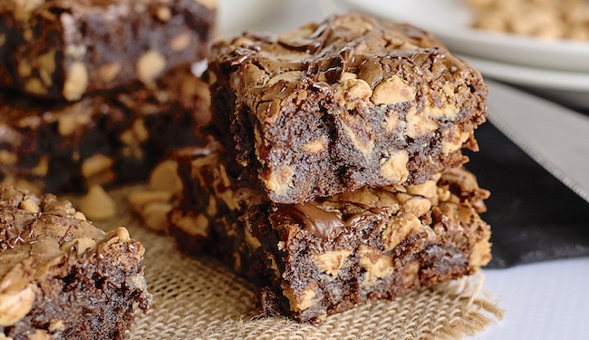 Chocolate Peanut Butter Brownies are the perfect dessert for peanut butter lovers - you'll never guess the secret ingredient that gives them an extra kick!