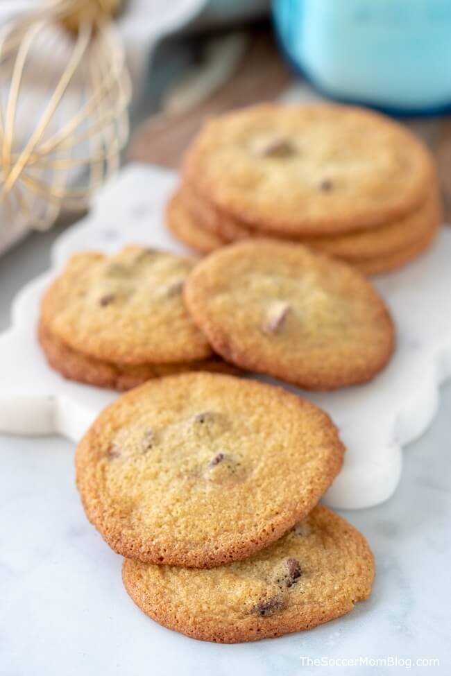 Hands-down the BEST Keto Chocolate Chip Cookies I've ever tasted! Easy to make, absolutely delicious, and only 2g net carbs per cookie!