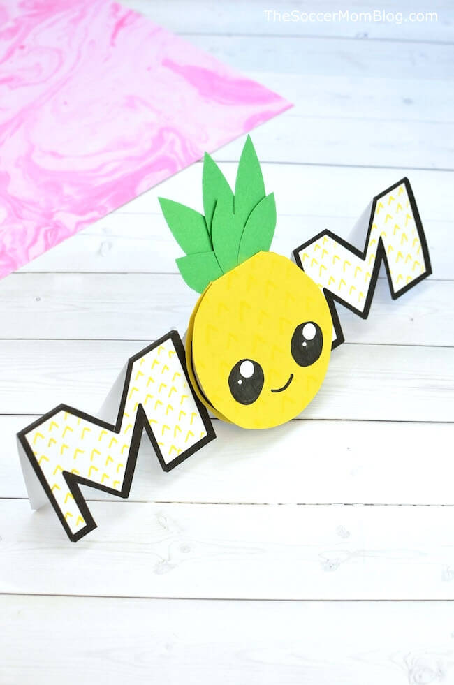 A sunny and sweet Pineapple Card that's perfect for Mother's Day, birthdays, and more! Click for video and photo step by step DIY pineapple craft tutorial!