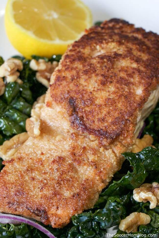 Delicious, nutritious, and ready in 30 minutes or less! This restaurant-quality Walnut Crusted Salmon is an easy meal perfect for busy weeknights and special occasions alike!