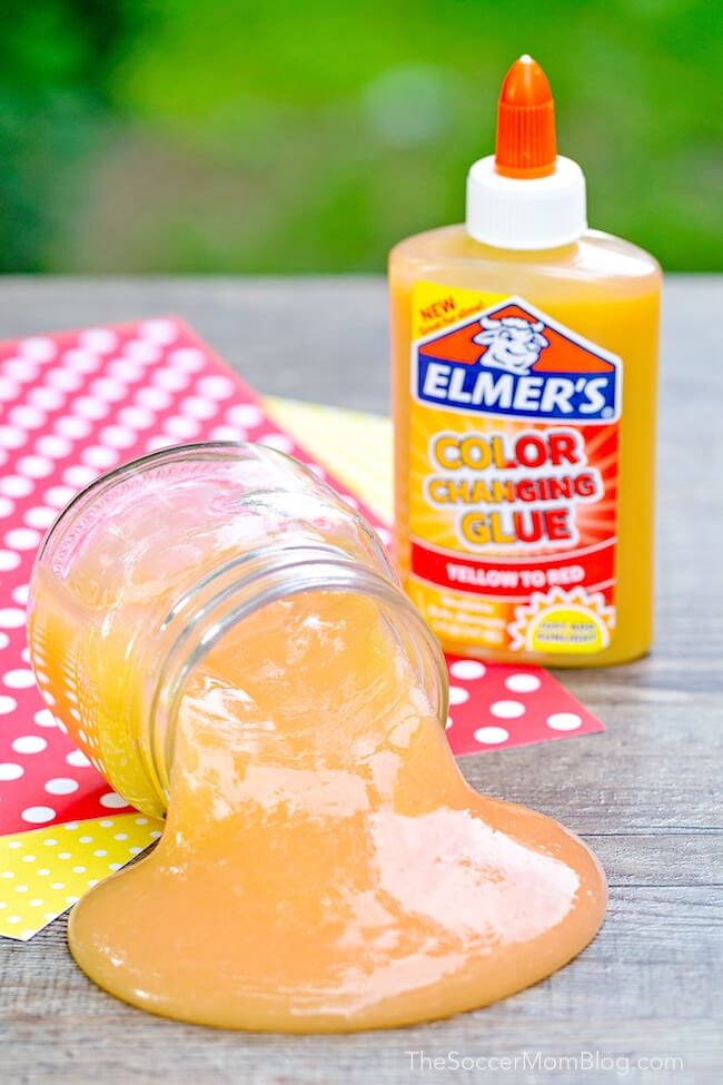 This sunlight activated color changing slime is easy to make and changes color over and over again!