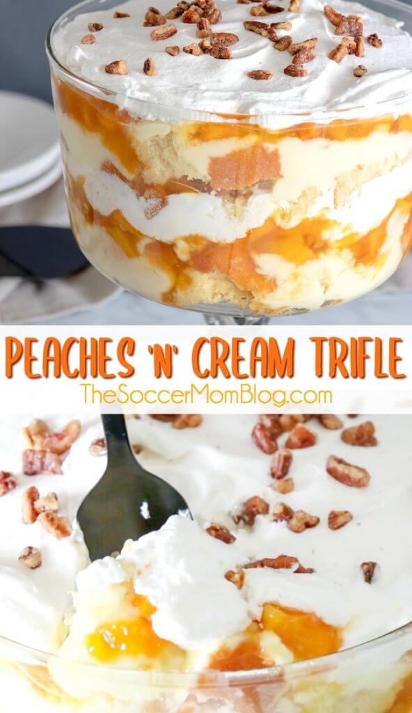 Peaches & Cream Trifle - Easy No Bake Dessert