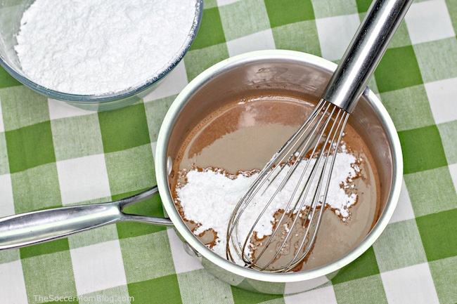 making chocolate icing in saucepan