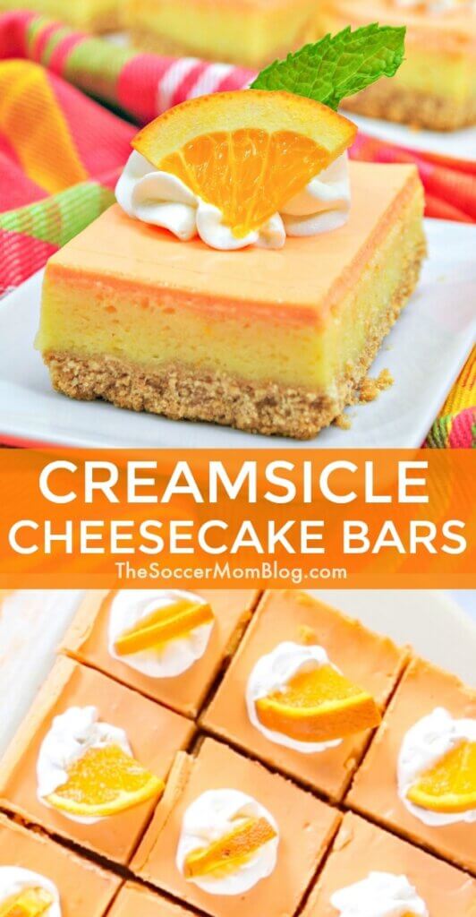 Just like the refreshing frozen treat, in cheesecake form! These delicious Orange Creamsicle Cheesecake Bars are the perfect summer dessert!