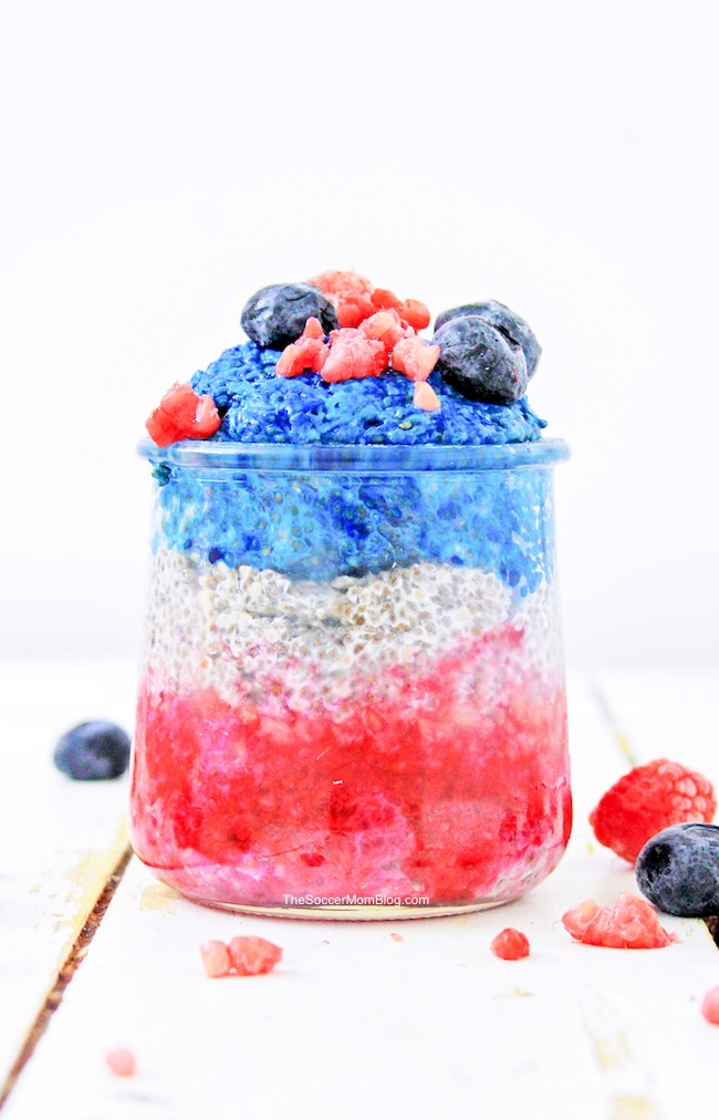 Colorful, tasty, AND healthy, this Very Berry Chia Seed Pudding is the perfect patriotic treat or nutritious breakfast!