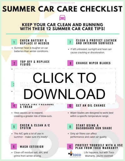 free printable summer car care checklist