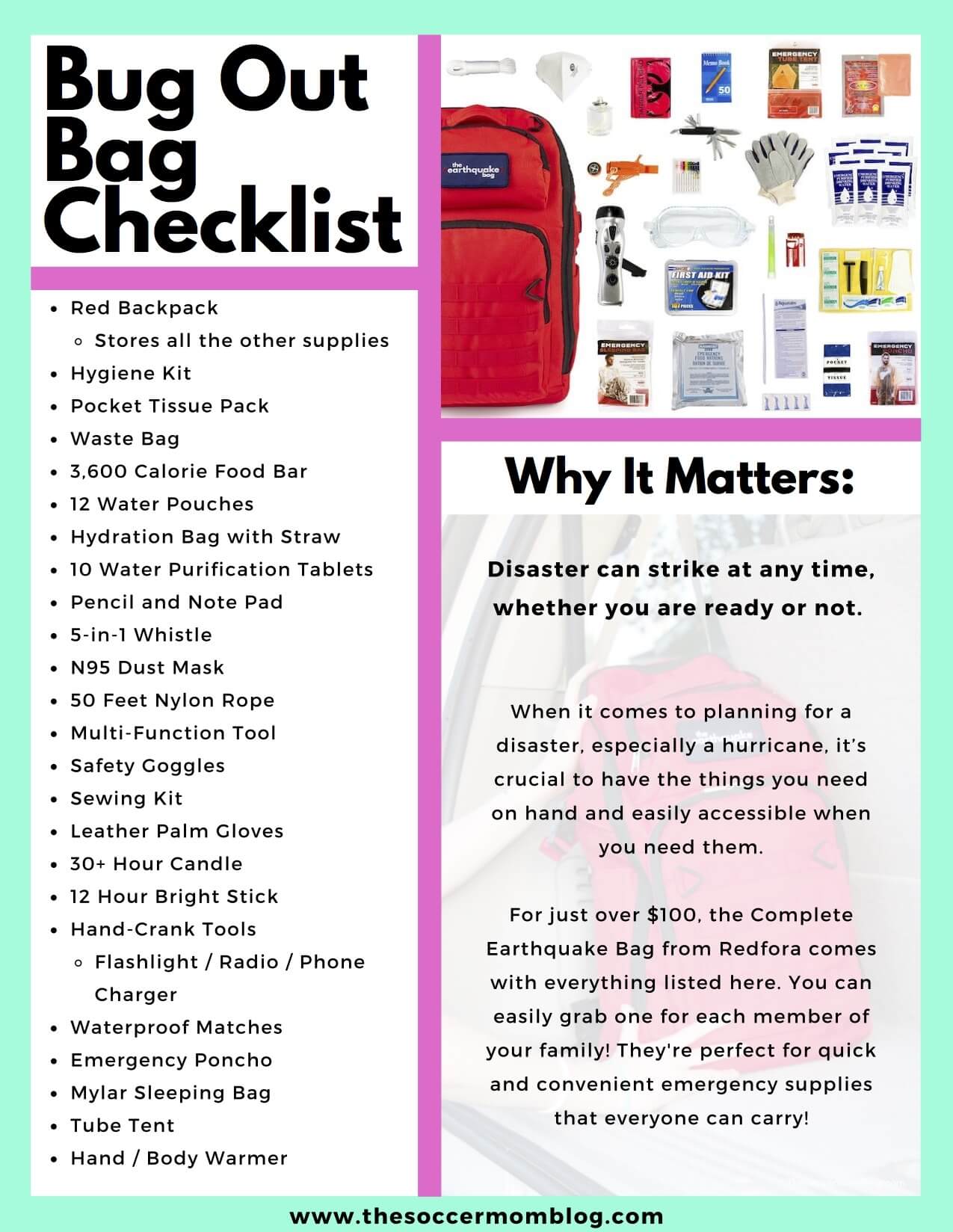 Learn what to pack in a bug out bag for emergencies and make sure you're ready for anything with our printable bug out bag checklist!