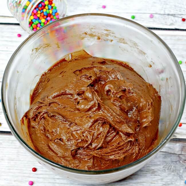 brownie batter in mixing bowl