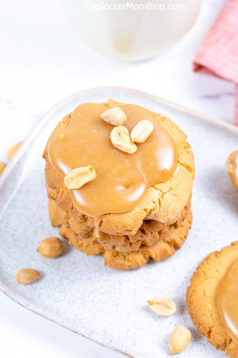 Peanut butter cake mix cookies with icing