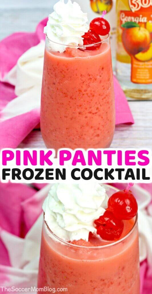 It's a cheesy name, but a delightful drink! Perfect for a sunny day by the pool, this frozen Pink Panties Cocktail is luscious, cool and refreshing!