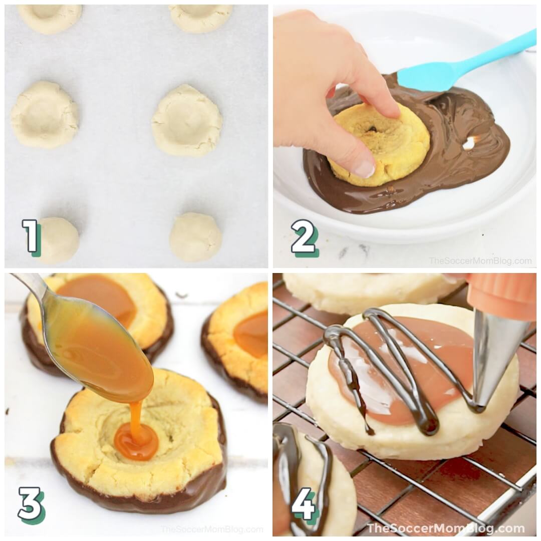 Twix cookies - 4 step photo collage.