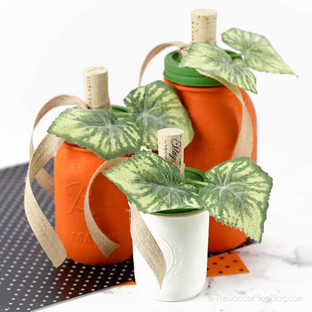 Mason Jar Pumpkins - Farmhouse Fall Craft - The Soccer Mom Blog