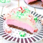 This red and green Christmas Cheesecake is a fun, festive, and delicious holiday dessert! This no bake peppermint cheesecake is both gorgeous and easy!