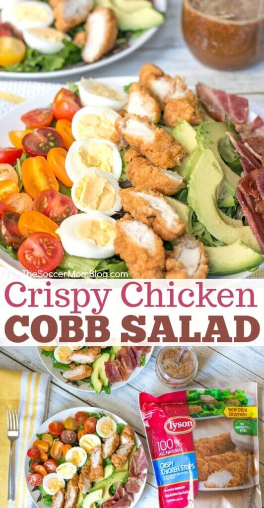 Who says salads have to be boring? This Crispy Chicken Cobb Salad so delicious it will become a staple in your dinner rotation! 