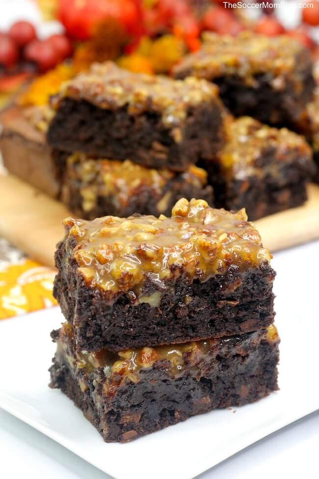 These decadent Pecan Pie Brownies are so fudgy and delicious! The rich and creamy pecan pie filling on top makes this a truly amazing dessert!