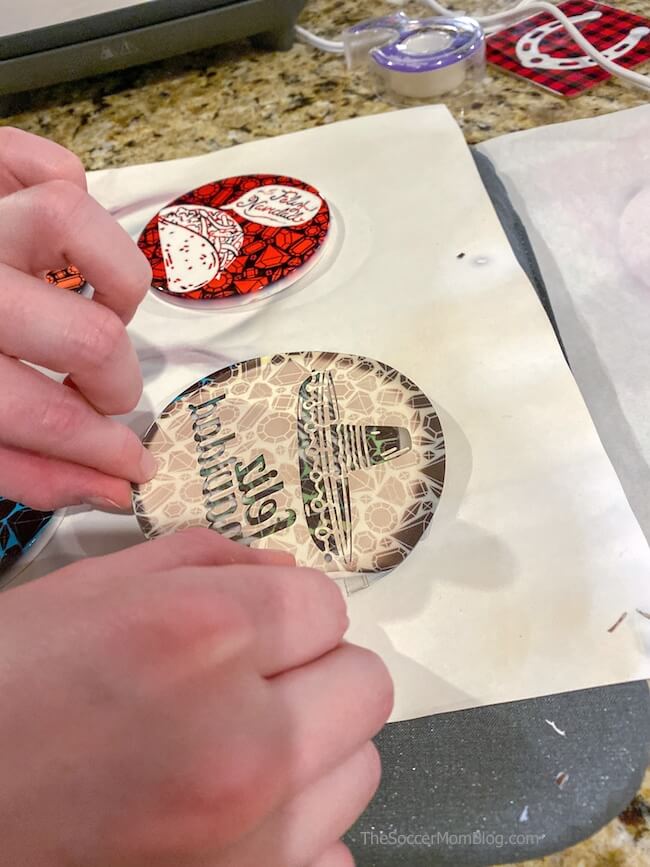 removing transfer paper from Cricut coasters