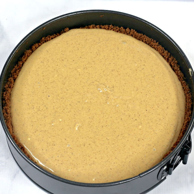 gingerbread cheesecake batter in springform pan