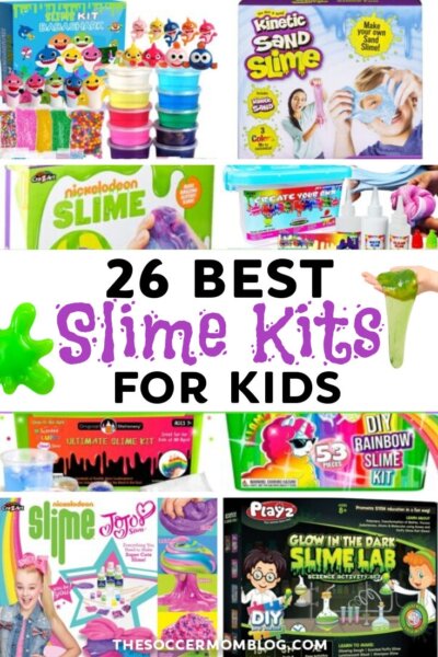 collage of different slime kits for kids