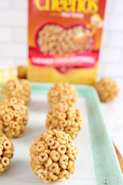cereal peanut butter treats made with Honey Nut Cheerios