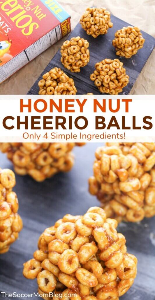 These Honey Nut Cheerio Balls are a delicious and flavorful spin on the classic popcorn ball! An easy Cheerio peanut butter balls recipe that kids will love for snacks or a lunchbox treat!