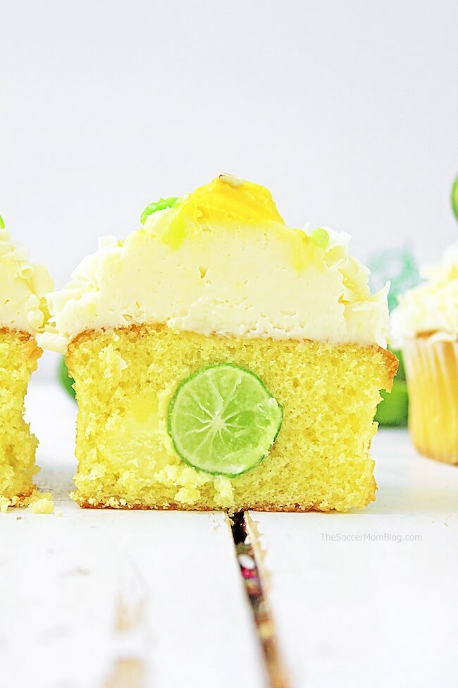 cupcake filled with a key lime slice