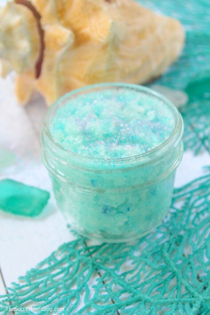 beautiful blue homemade mermaid sugar scrub