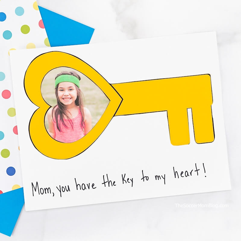 This "Key to My Heart Card" is a thoughtful kid-made card idea that's perfect for just about any occasion, from Mother's Day to Valentine's Day! Personalize our free template with your child's photo!