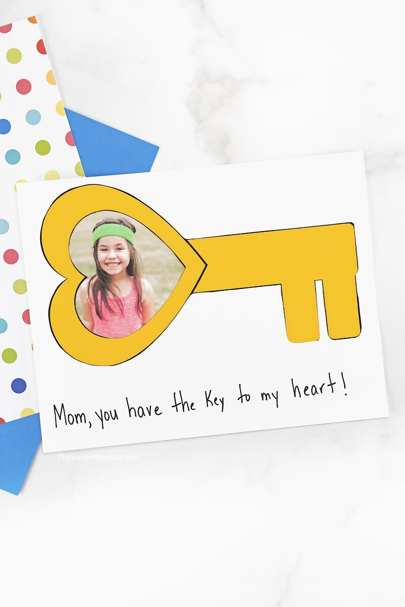 This "Key to My Heart Card" is a thoughtful kid-made card idea that's perfect for just about any occasion, from Mother's Day to Valentine's Day! Personalize our free template with your child's photo!