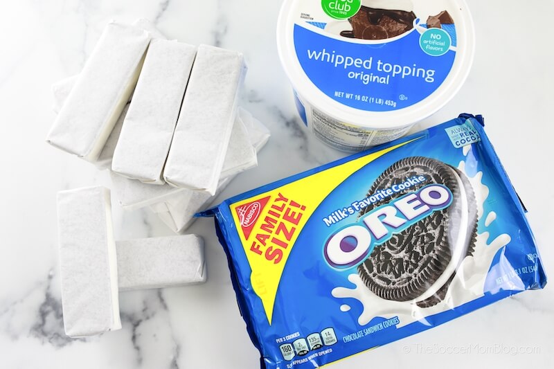 ice cream sandwiches, Oreos, and whipped topping