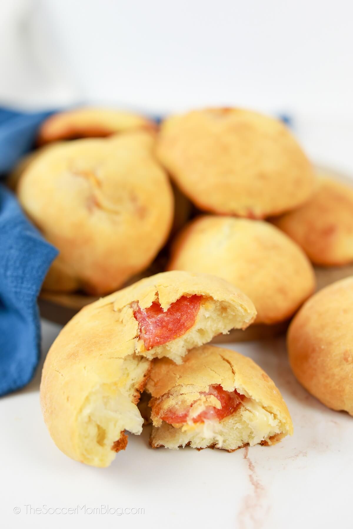 authentic West Virginia pepperoni rolls with cheese