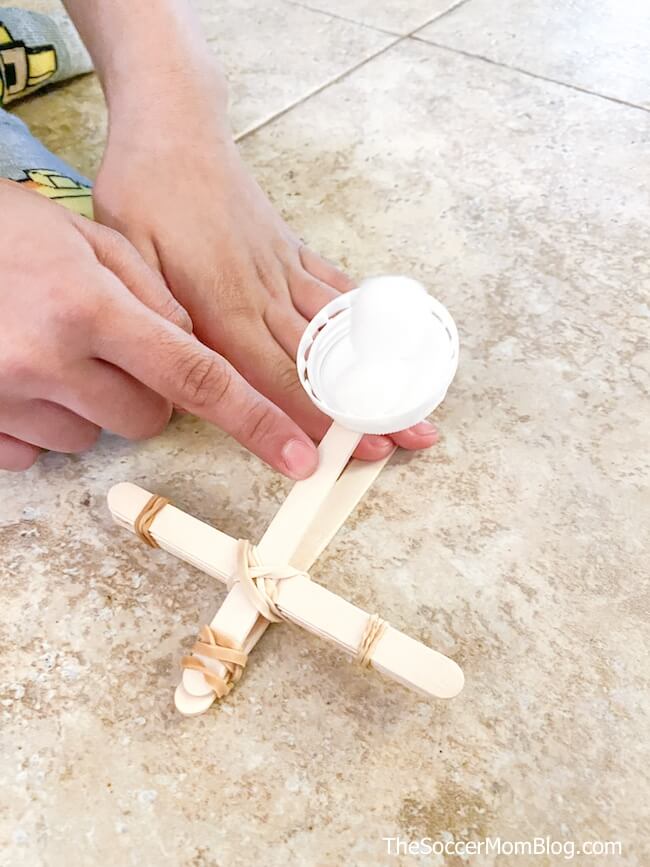 catapult craft made with popsicle sticks