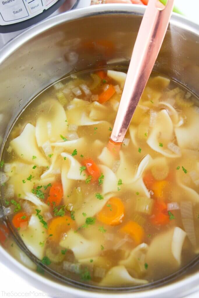 homemade chicken noodle soup in Instant Pot