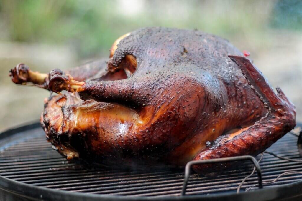 whole turkey on the grill
