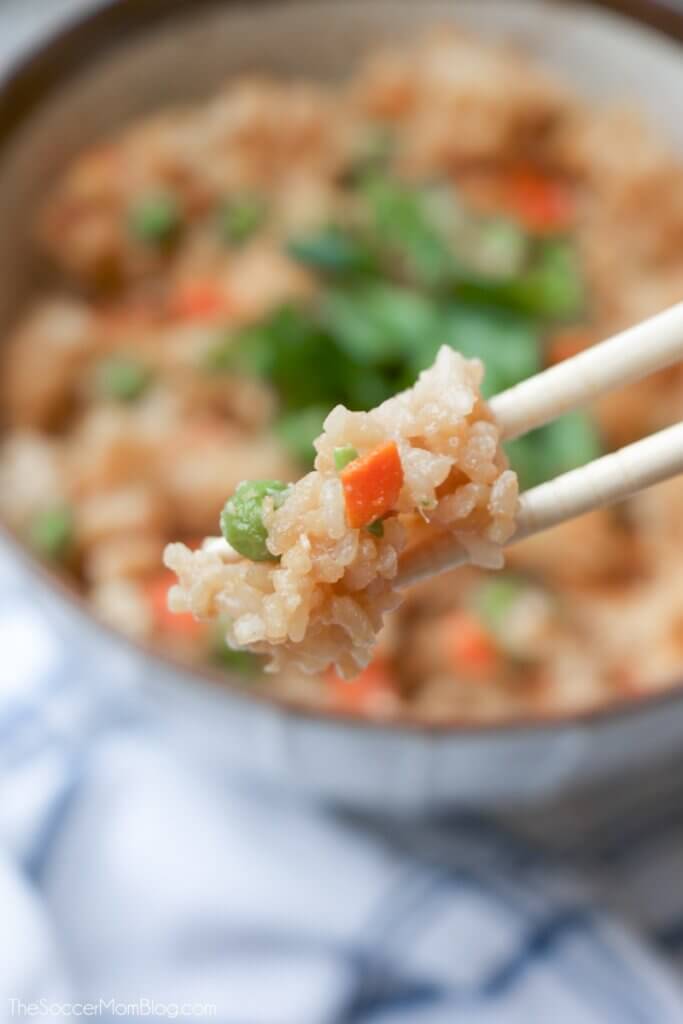 chopsticks with fried rice