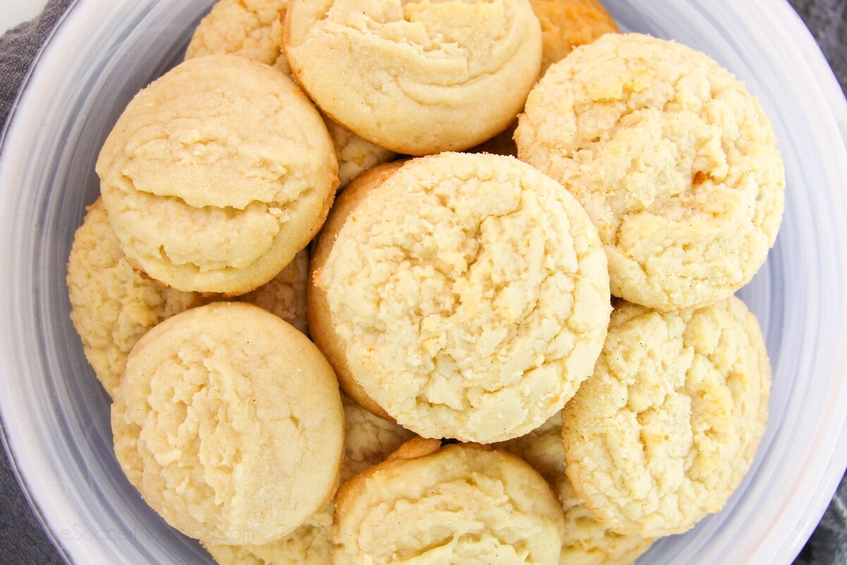 plate of fluffy round sugar cookies.