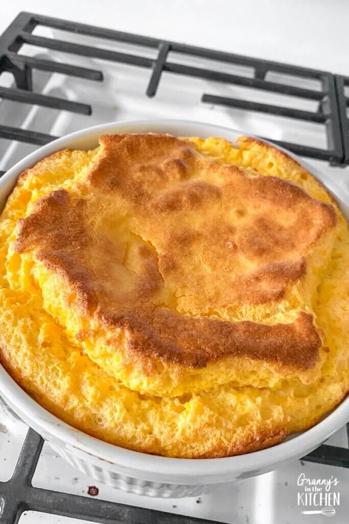 cheese soufflé on stovetop