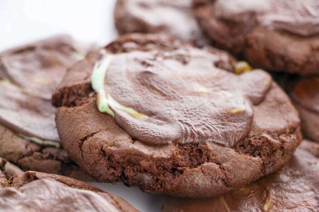 chocolate cake mix cookies with chocolate mint frosting