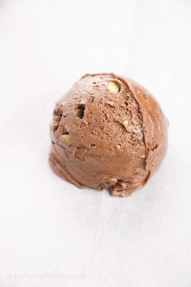 ball of Andes mint cookie dough