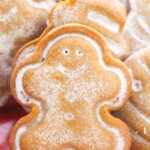 close up of an iced gingerbread man cookie