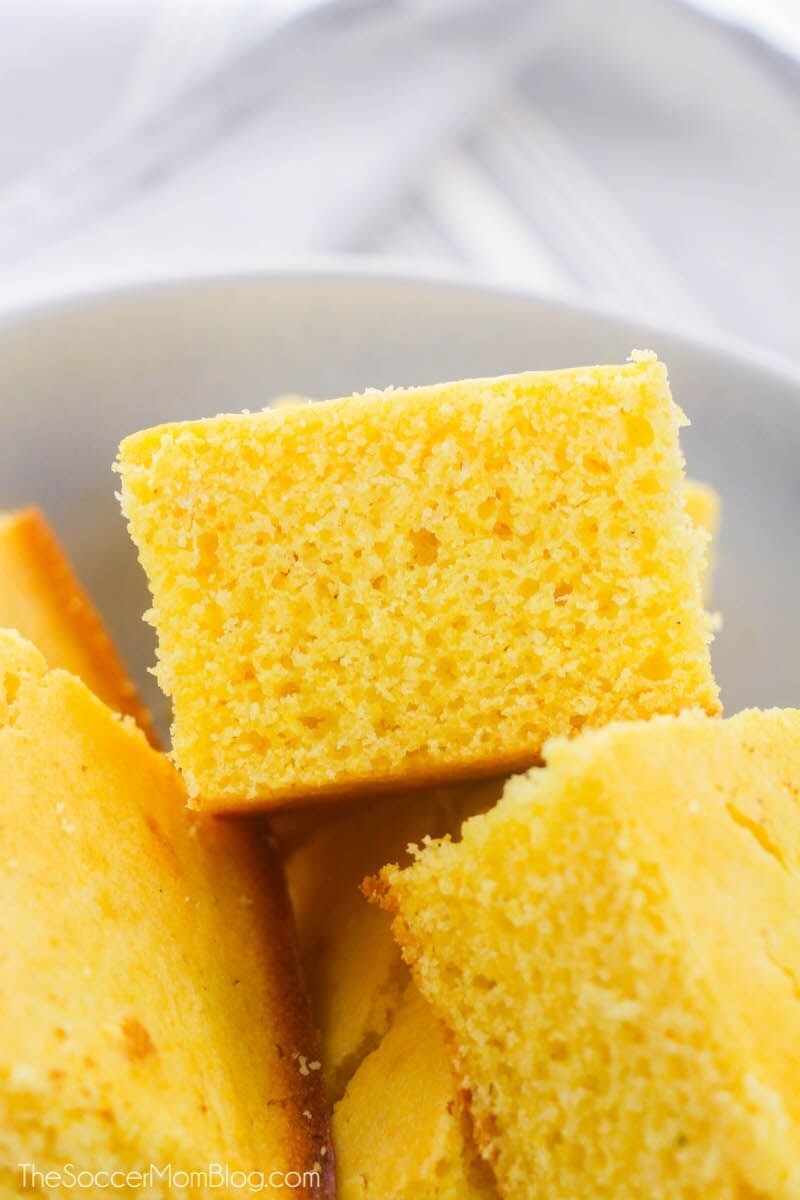 Northern cornbread: thick and dense, golden color