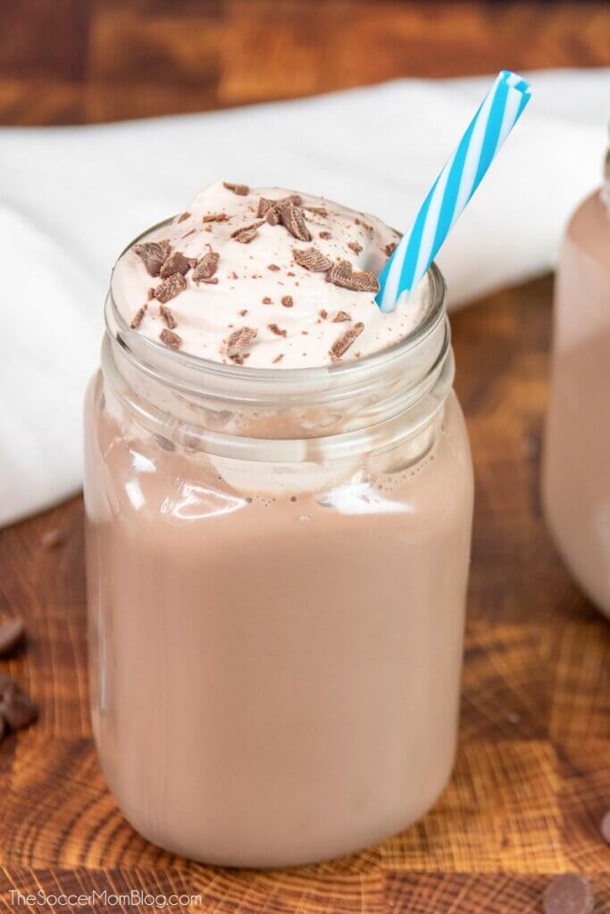 sugar free whipped chocolate drink in jar