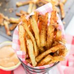 crispy oven baked French Fries in fry stand