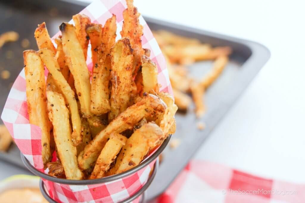 basket of crispy seasoned french fries