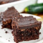 chocolate brownies made with zucchini and fudge icing