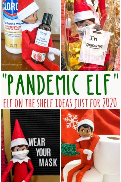 collage of Elf on the Shelf ideas for 202 and COVID