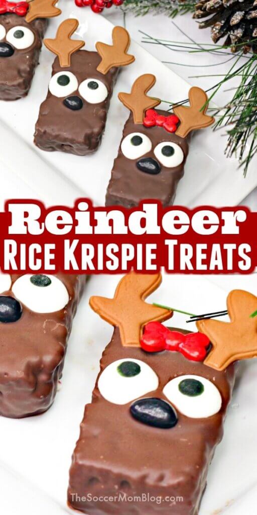 Super cute with only simple store-bought ingredients, these Reindeer Rice Krispie Treats are just as fun to make as they are to eat!