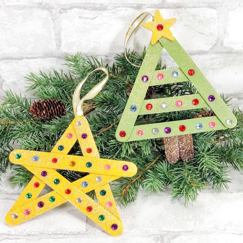 DIY Christmas ornaments with popsicle sticks