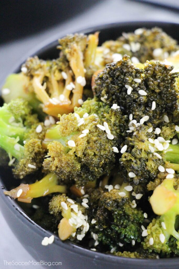 Chinese style broccoli with garlic and sesame seeds