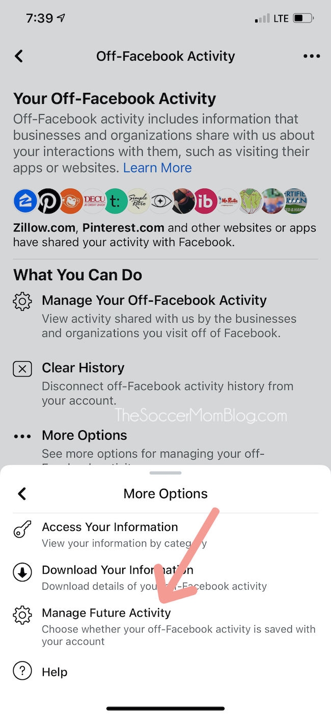 Manage Facebook Activity in iPhone